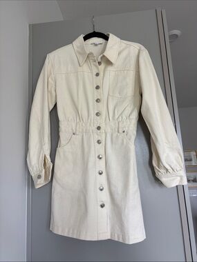 Steve Madden Cream Denim Button-Front Shirt Dress